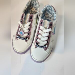 Disney Stitch White & Lilac Glitter Kids Lace-Up Sneakers Size 6